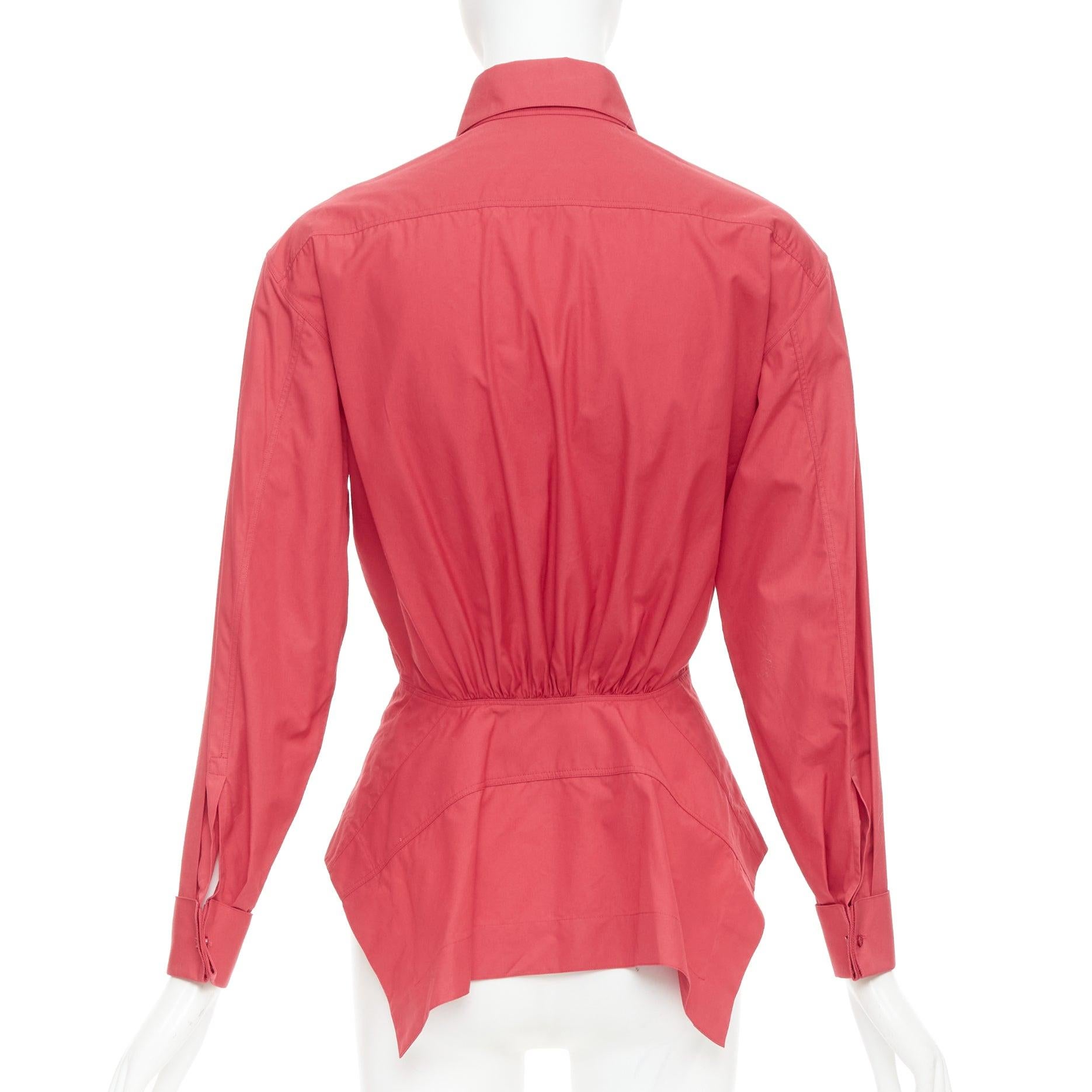 De las mujeres Peplum de pétalo de tulipán curvado de algodón rojo ALAIA  camisa mangas abullonadas FR36 S en venta