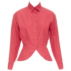 Peplo a petali di tulipano curvo in cotone rosso ALAIA  camicia con maniche a sbuffo FR36 S