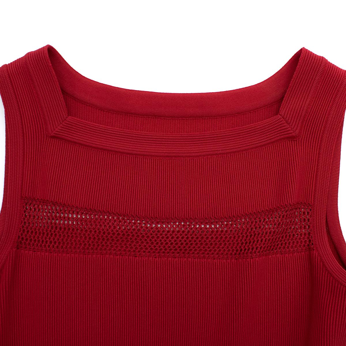Women's Alaia Red Fine Mesh Cut-Out Sleeveless Knit Dress IT 38