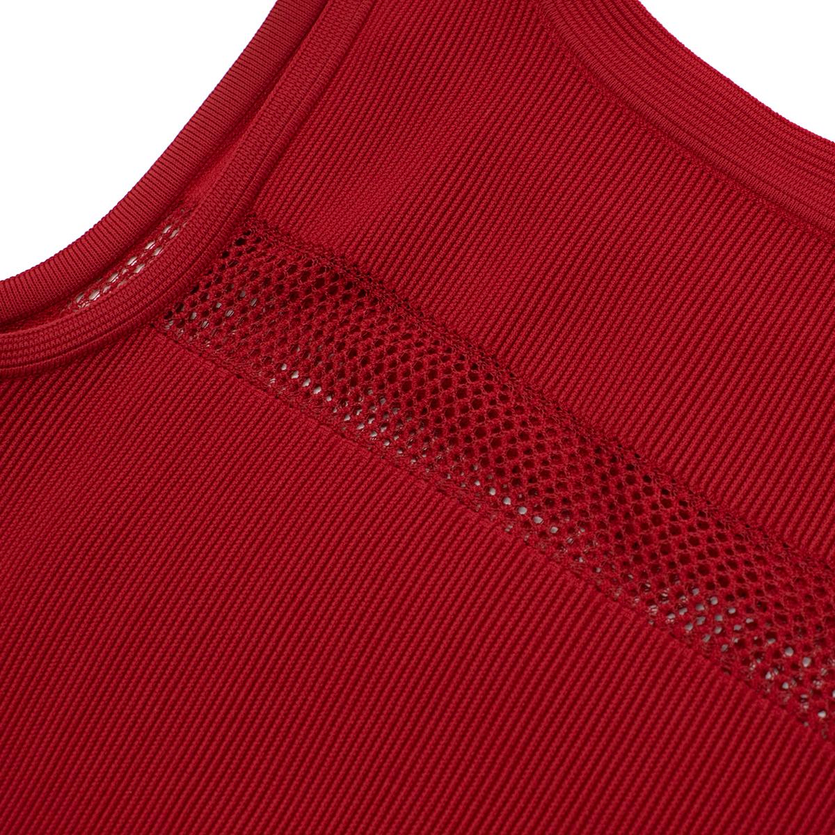 Alaia Red Fine Mesh Cut-Out Sleeveless Knit Dress IT 38 5