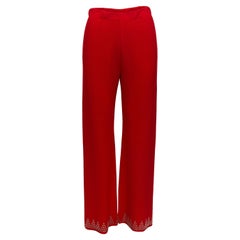 Alaia Red High-Rise Embellished Pants