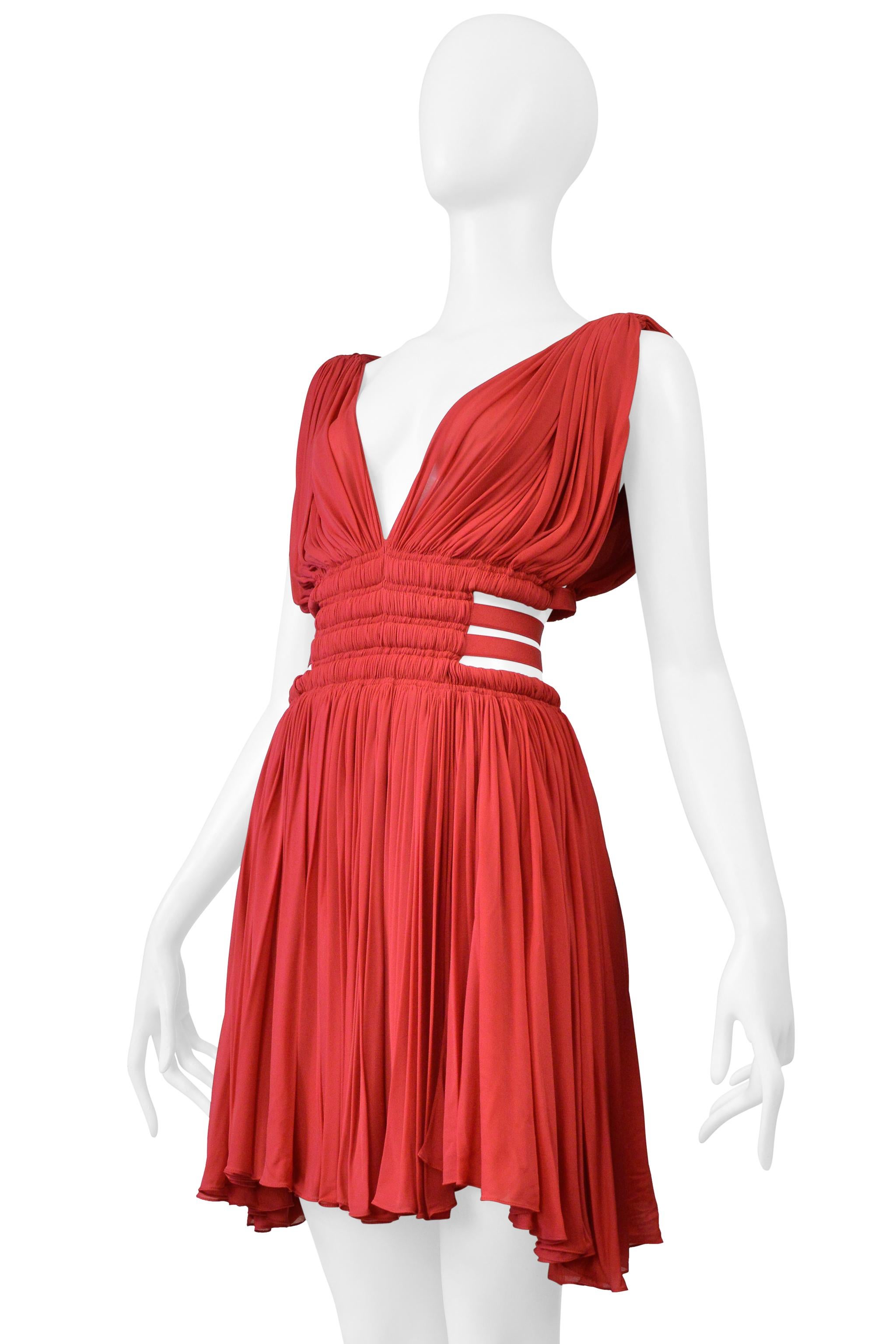 Alaia Rotes Jersey-Minikleid der Göttin 2004 Damen im Angebot