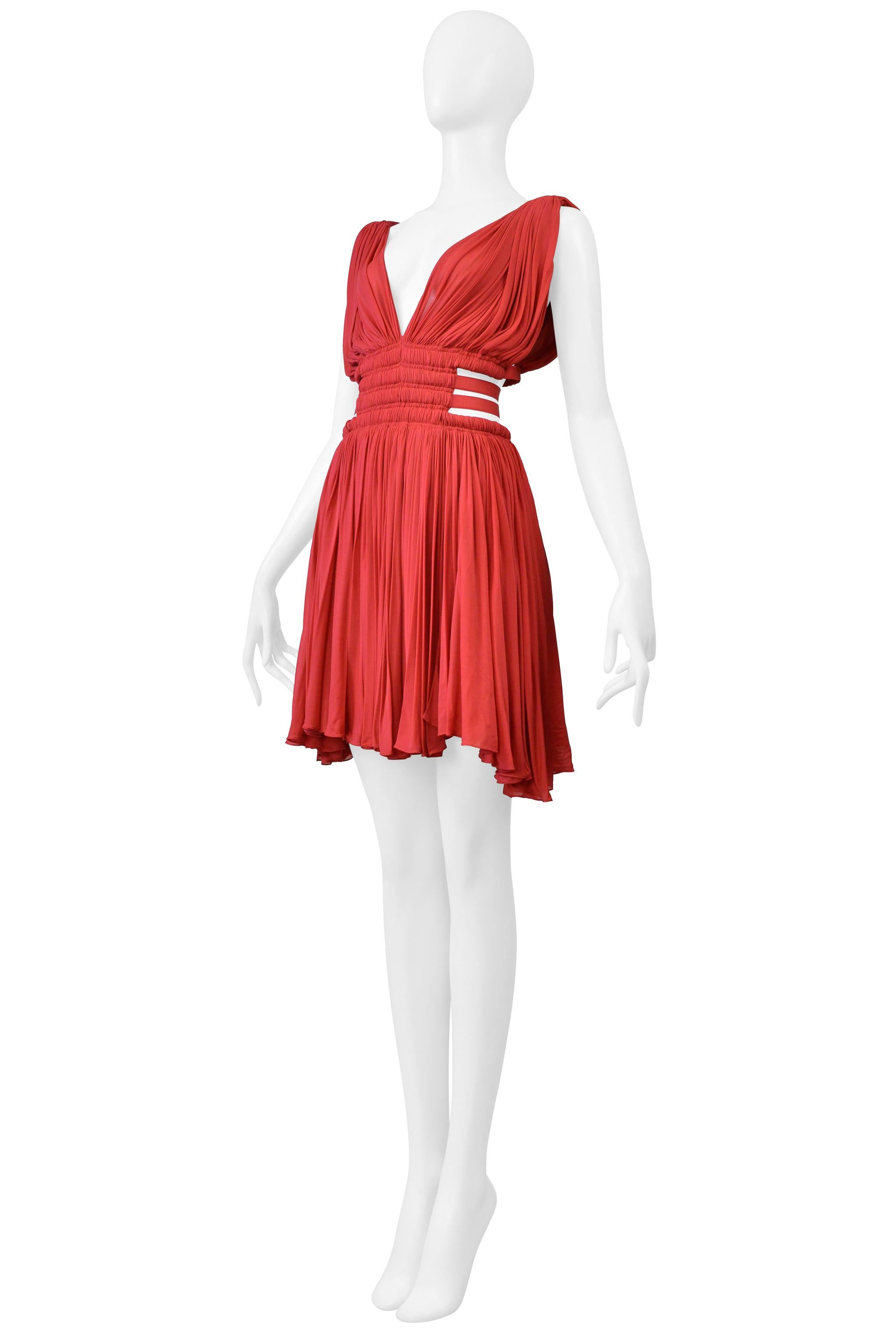 Alaia Rotes Jersey-Minikleid der Göttin 2004 im Angebot 1