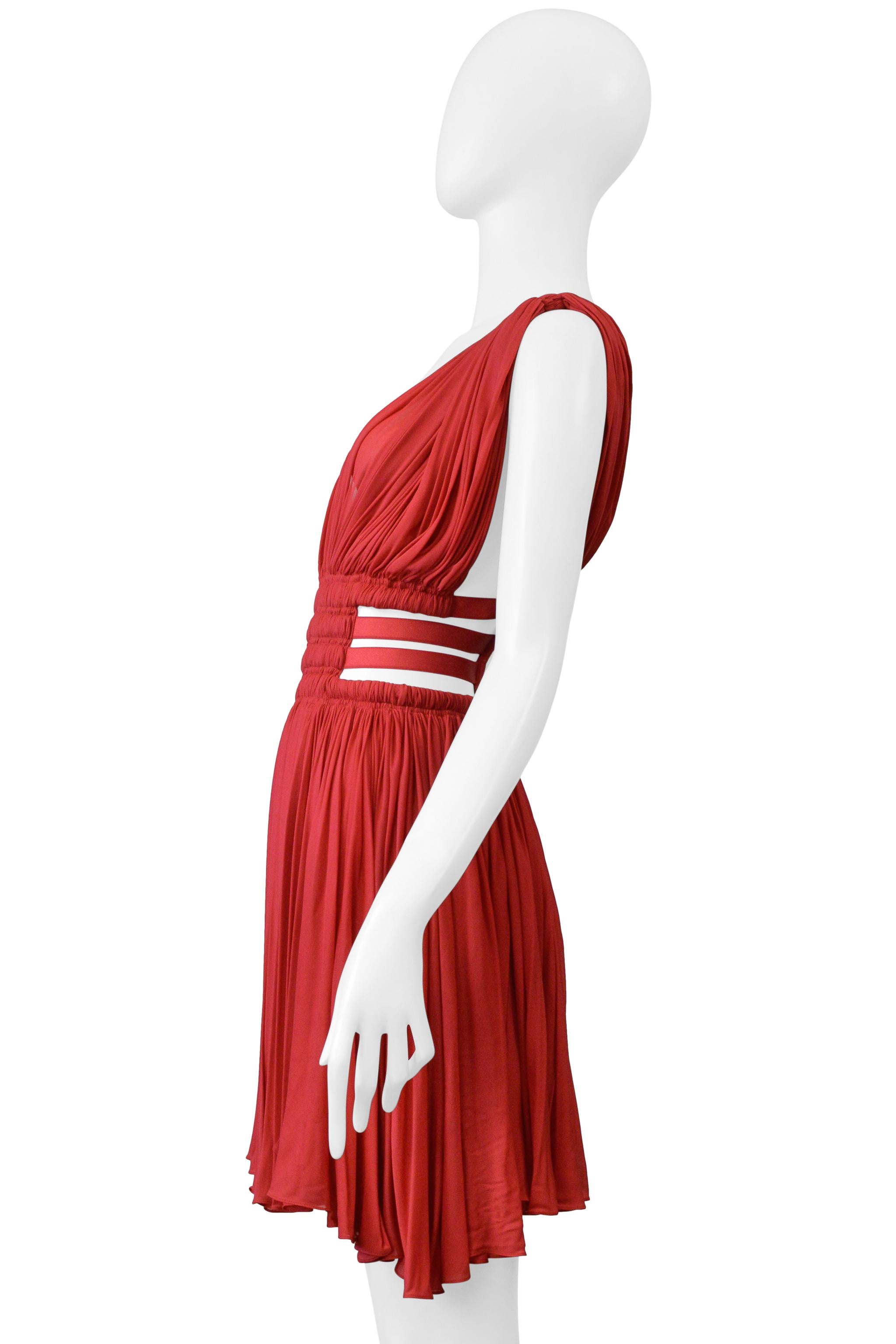 Alaia Rotes Jersey-Minikleid der Göttin 2004 im Angebot 2
