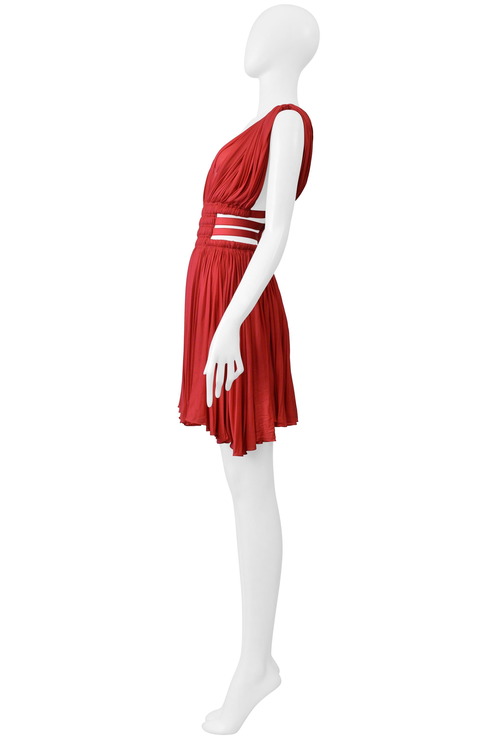 Alaia Rotes Jersey-Minikleid der Göttin 2004 im Angebot 3