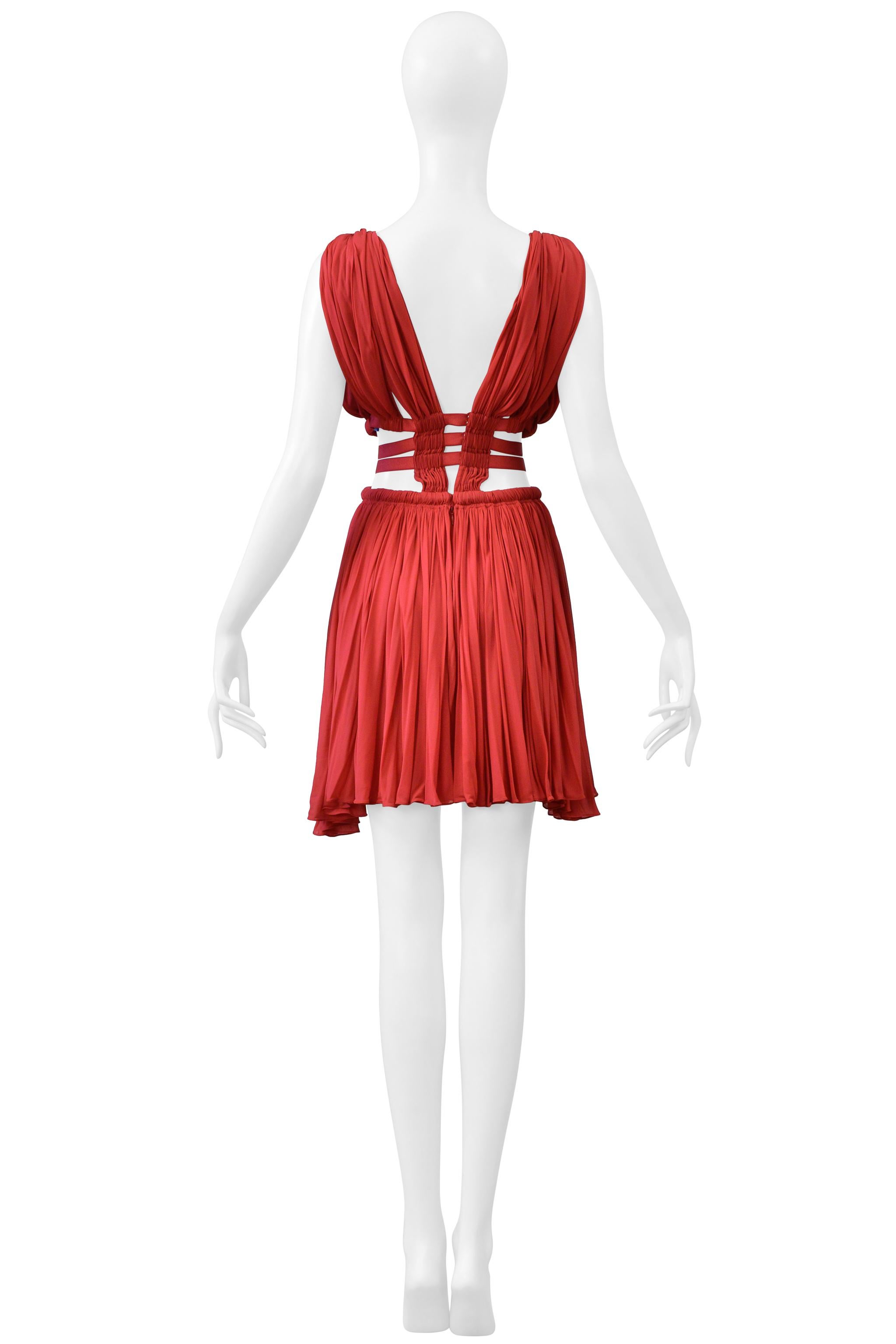 Alaia Rotes Jersey-Minikleid der Göttin 2004 im Angebot 4