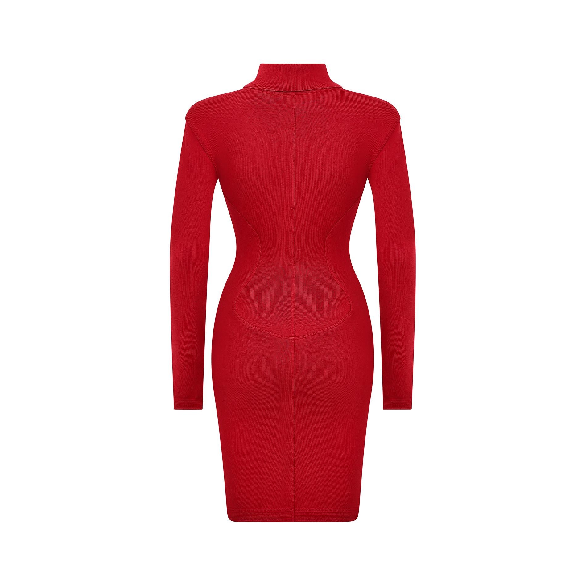 Alaia Red Knitted Dress Excellent état - En vente à London, GB