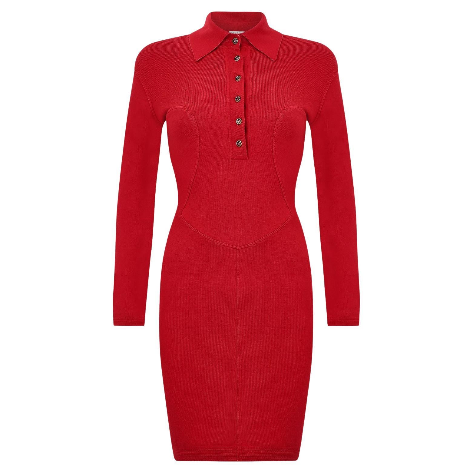 Alaia Red Knitted Dress