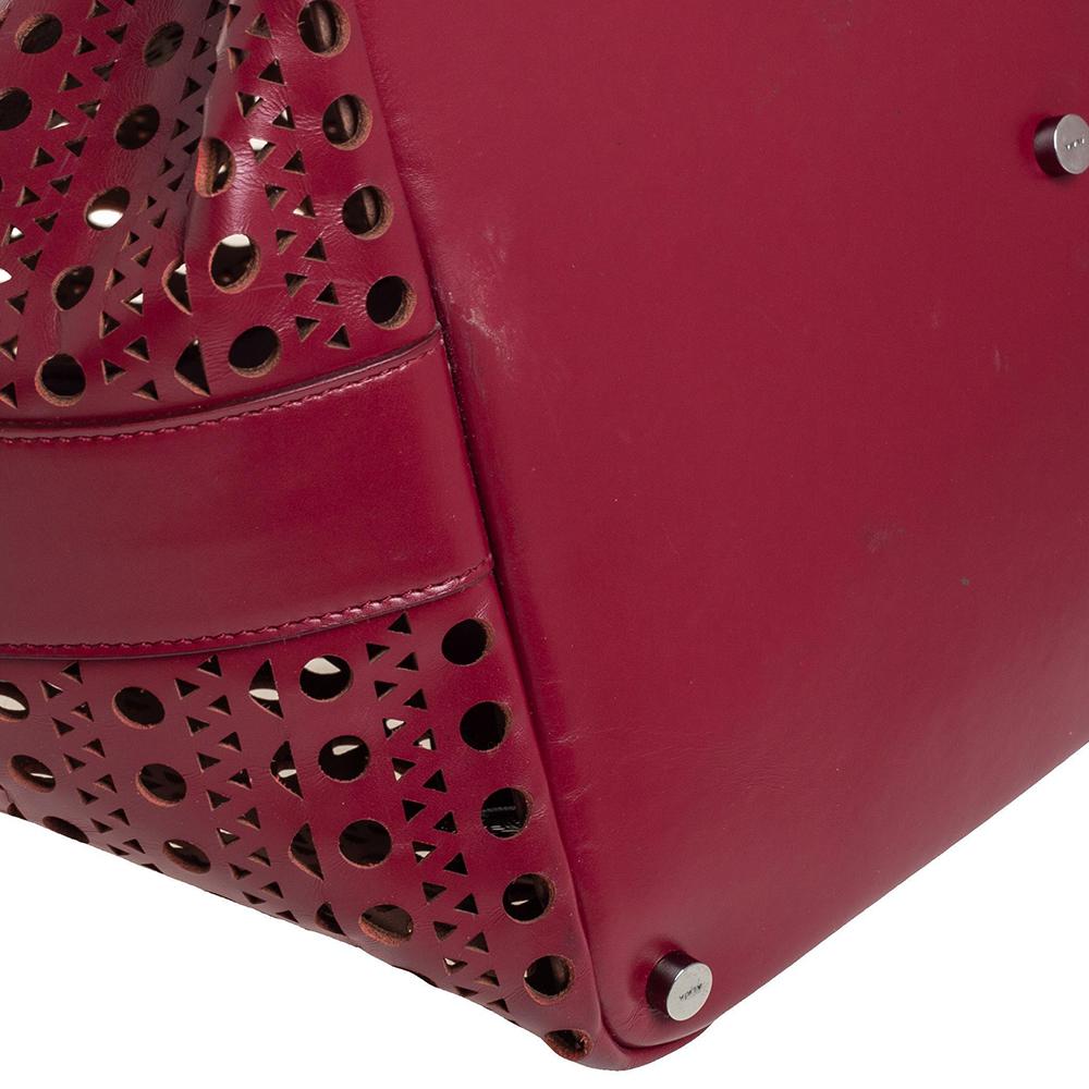 Women's Alaia Red Leather Laser Cut Tote