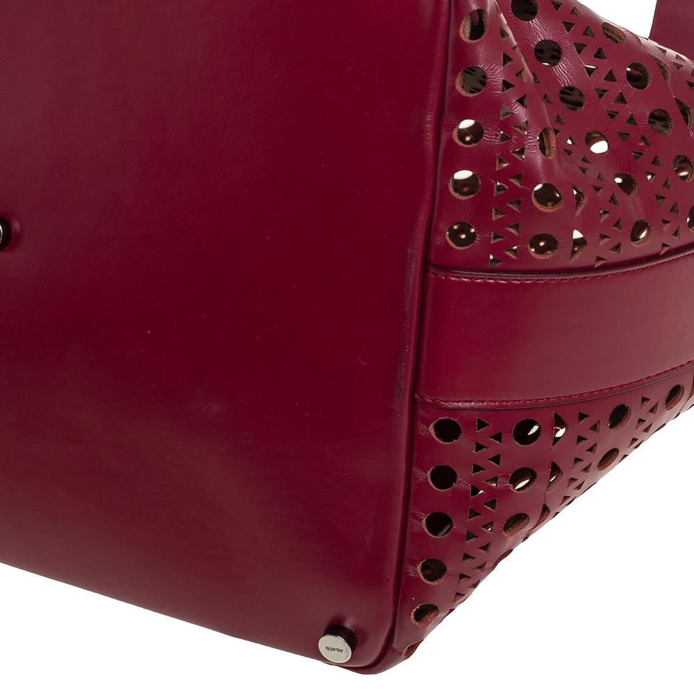 Alaia Red Leather Laser Cut Tote 1