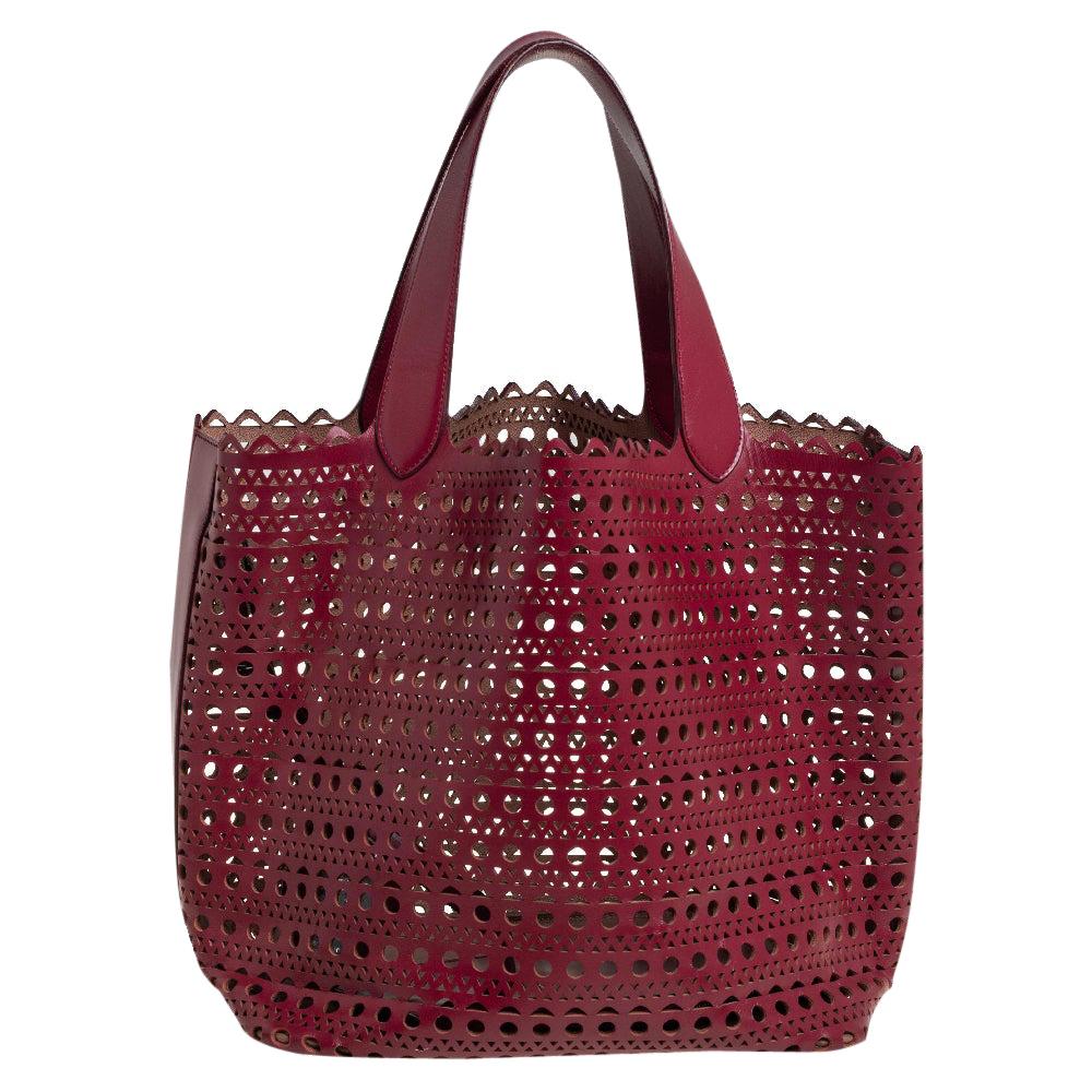 Alaia Red Leather Laser Cut Tote