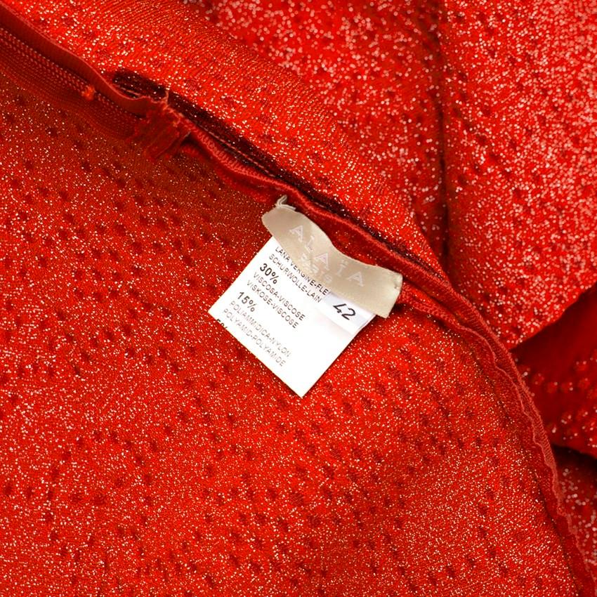 Women's Alaia Red Metallic Knit Skater Dress US 10