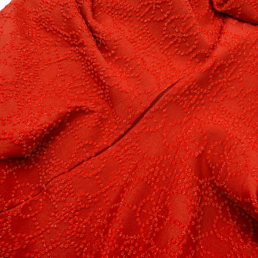 Alaia Red Metallic Knit Skater Dress US 10 1