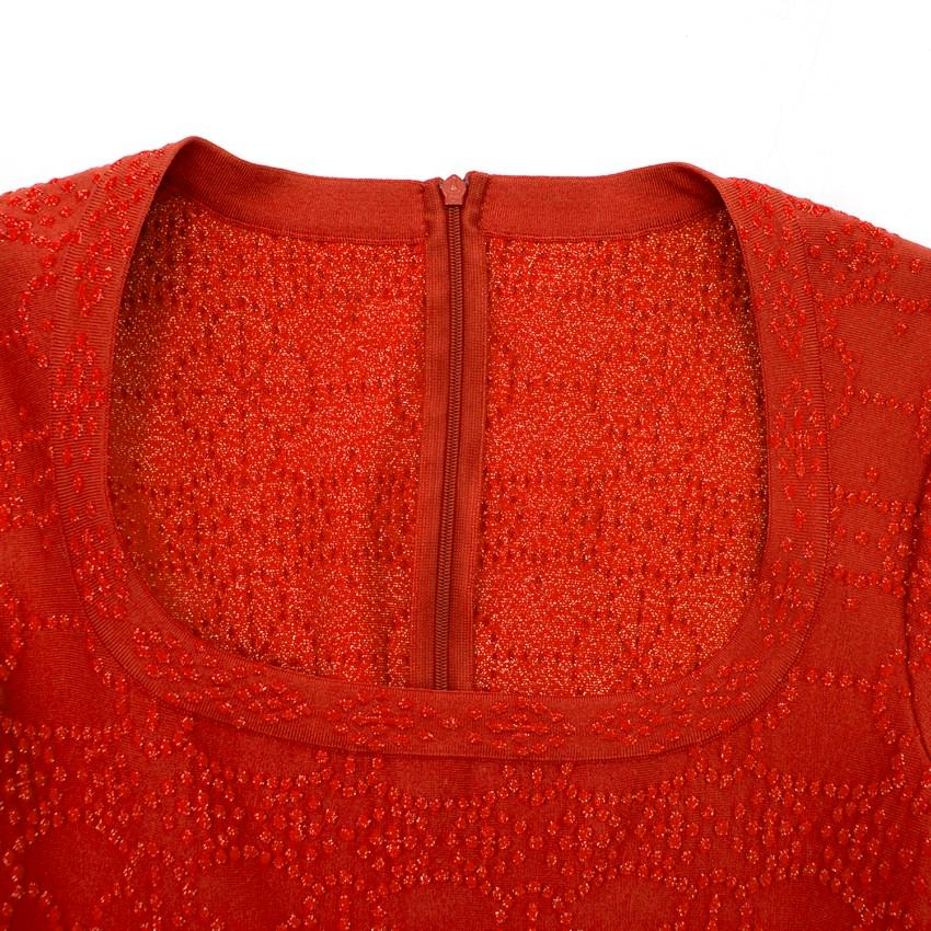 Alaia Red Metallic Knit Skater Dress US 10 4