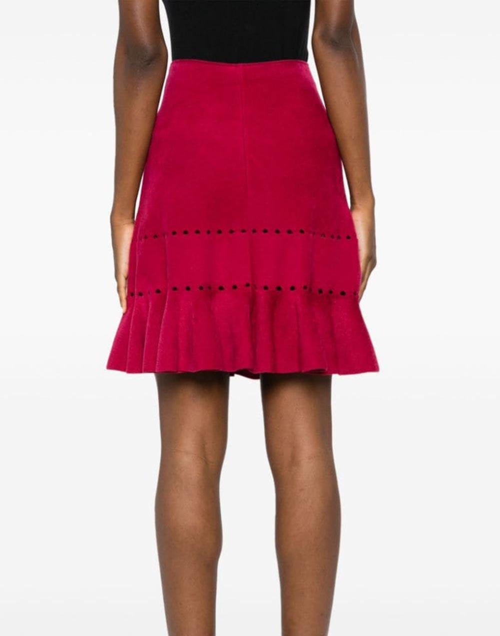 Women's Alaia Red Ruffle Skate Skirt For Sale
