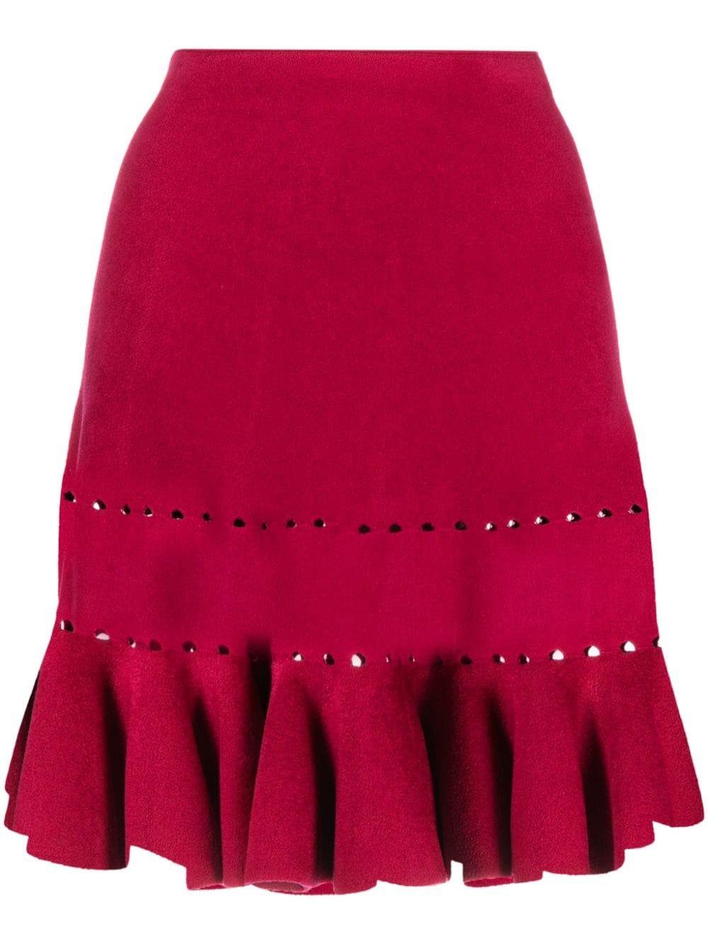 Alaia Red Ruffle Skate Skirt For Sale 2