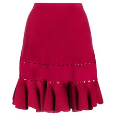 Used Alaia Red Ruffle Skate Skirt