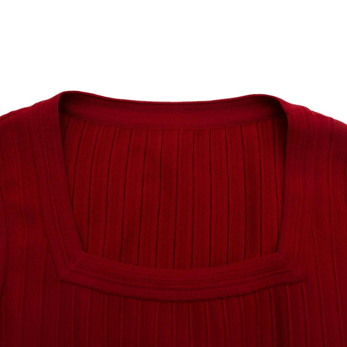 Alaia Red Stretch Knit Pleated Sleeveless Dress - Us size 10 In New Condition In London, GB