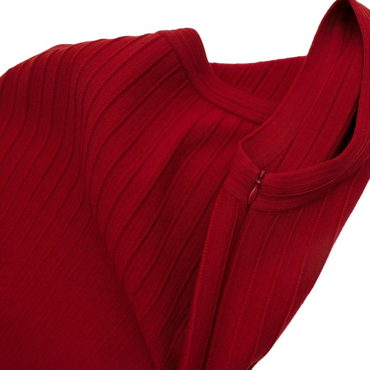 Alaia Red Stretch Knit Pleated Sleeveless Dress - Us size 10 1