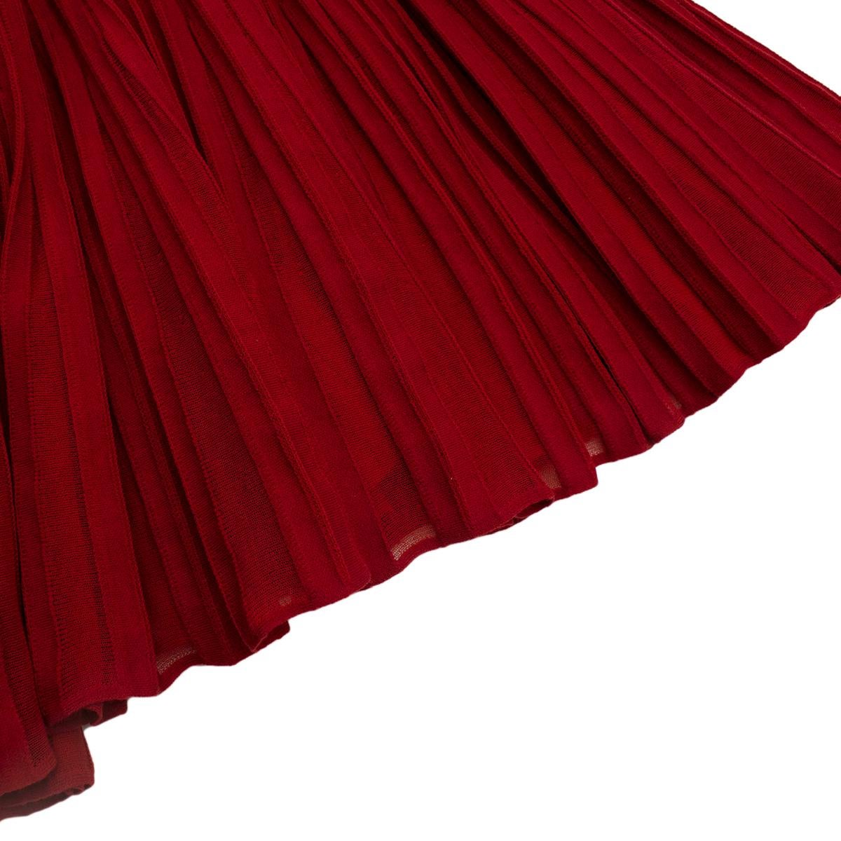 Alaia Red Stretch Knit Pleated Sleeveless Dress - Us size 10 2