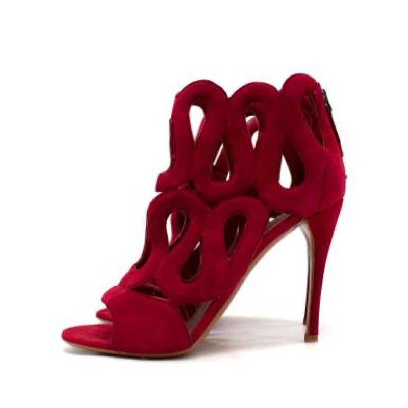 Women's Alaia Red Suede Cut-Out Sandals For Sale