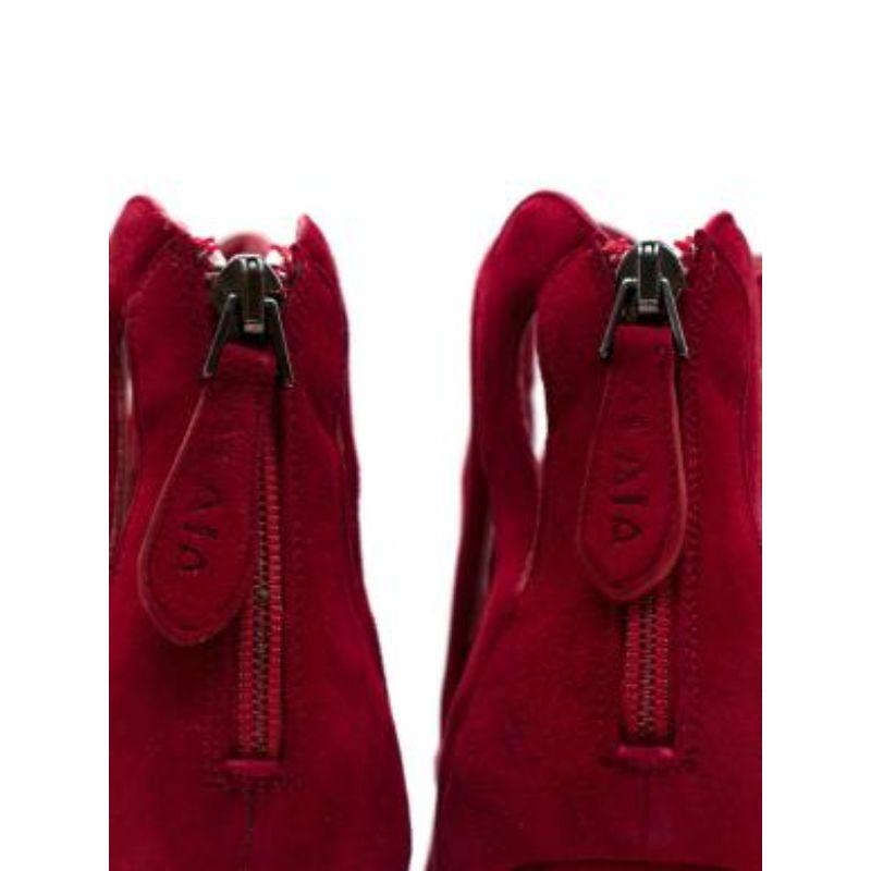 Alaia Red Suede Cut-Out Sandals For Sale 1