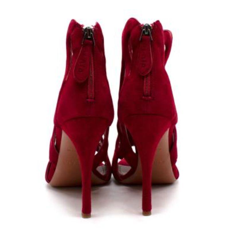 Alaia Red Suede Cut-Out Sandals For Sale 2