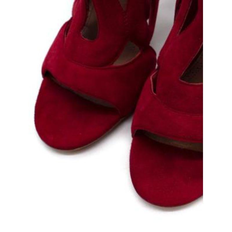 Alaia Red Suede Cut-Out Sandals For Sale 5