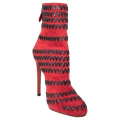 Alaïa Rotes Wildleder Zick-Zack-Stiefel Größe IT 39