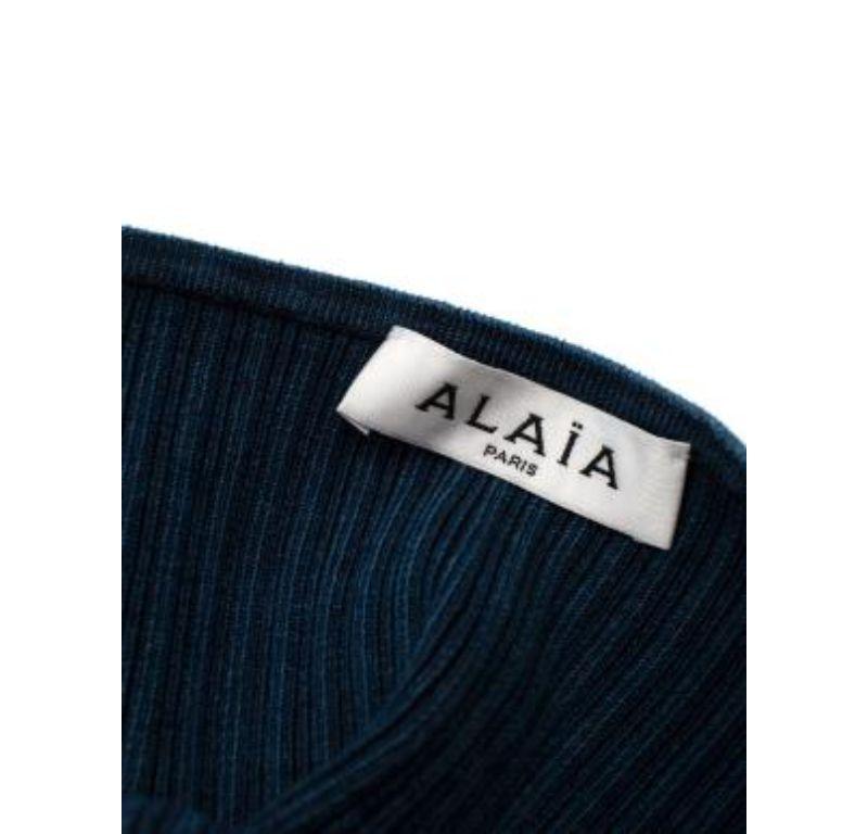 Women's Alaia Ribbed Denim Knit Crop Top For Sale