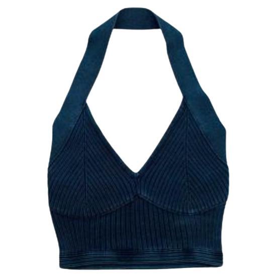 Alaia Ribbed Denim Knit Crop Top For Sale