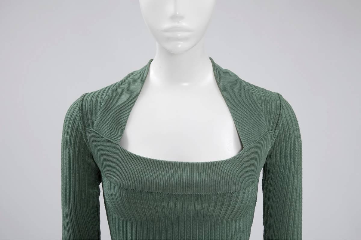Gray Alaïa Ribbed Knit Mini Dress, Fall-Winter 1990-1991 For Sale