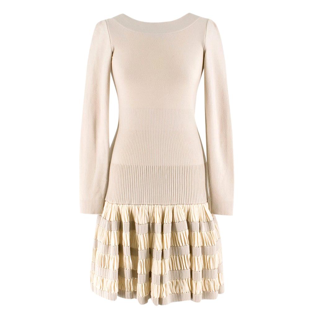 Alaia Ruffle Skirt Wool blend Knit Dress 36 FR