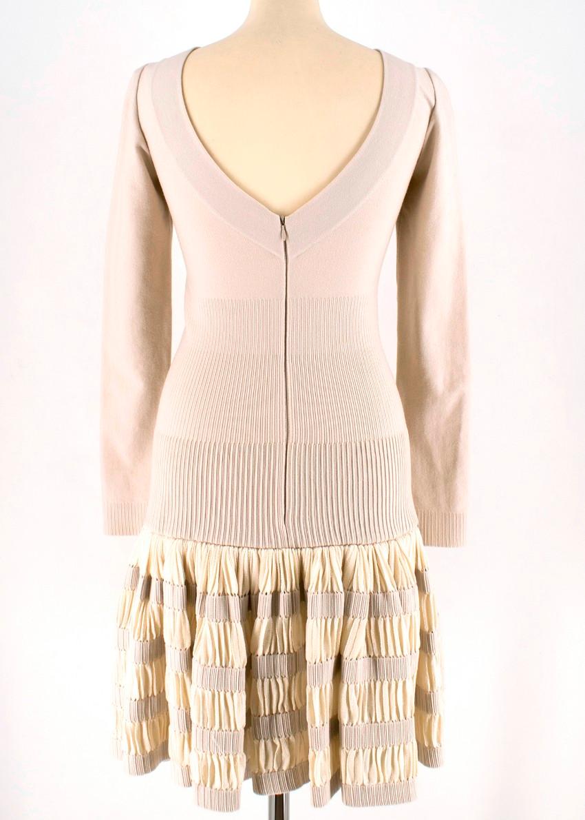 White Alaia Ruffle Skirt Wool blend Knit Dress XS 36R