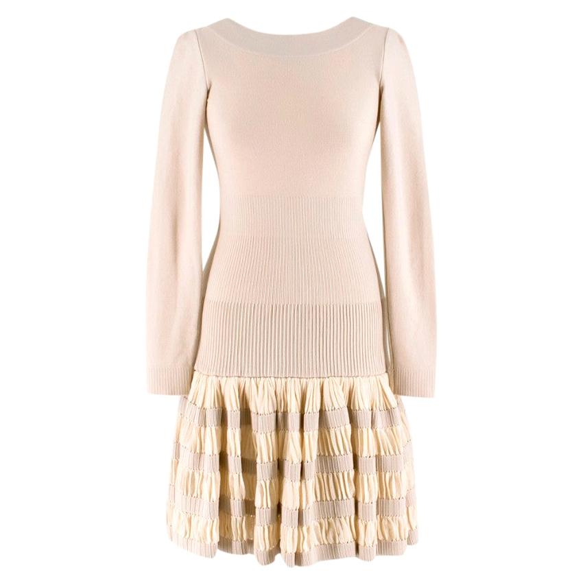 Alaia Ruffle Skirt Wool blend Knit Dress XS 36R