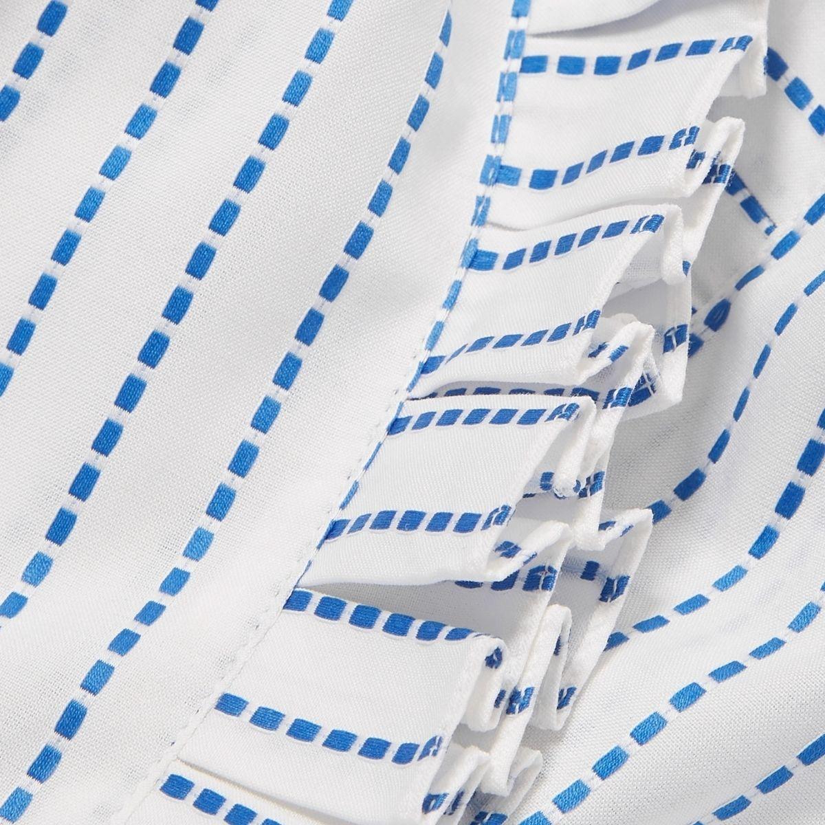 Women's Alaia Ruffled Striped Cotton Maxi Dress FR40 For Sale