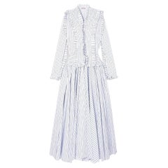 Alaia Ruffled Striped Cotton Maxi Dress FR40