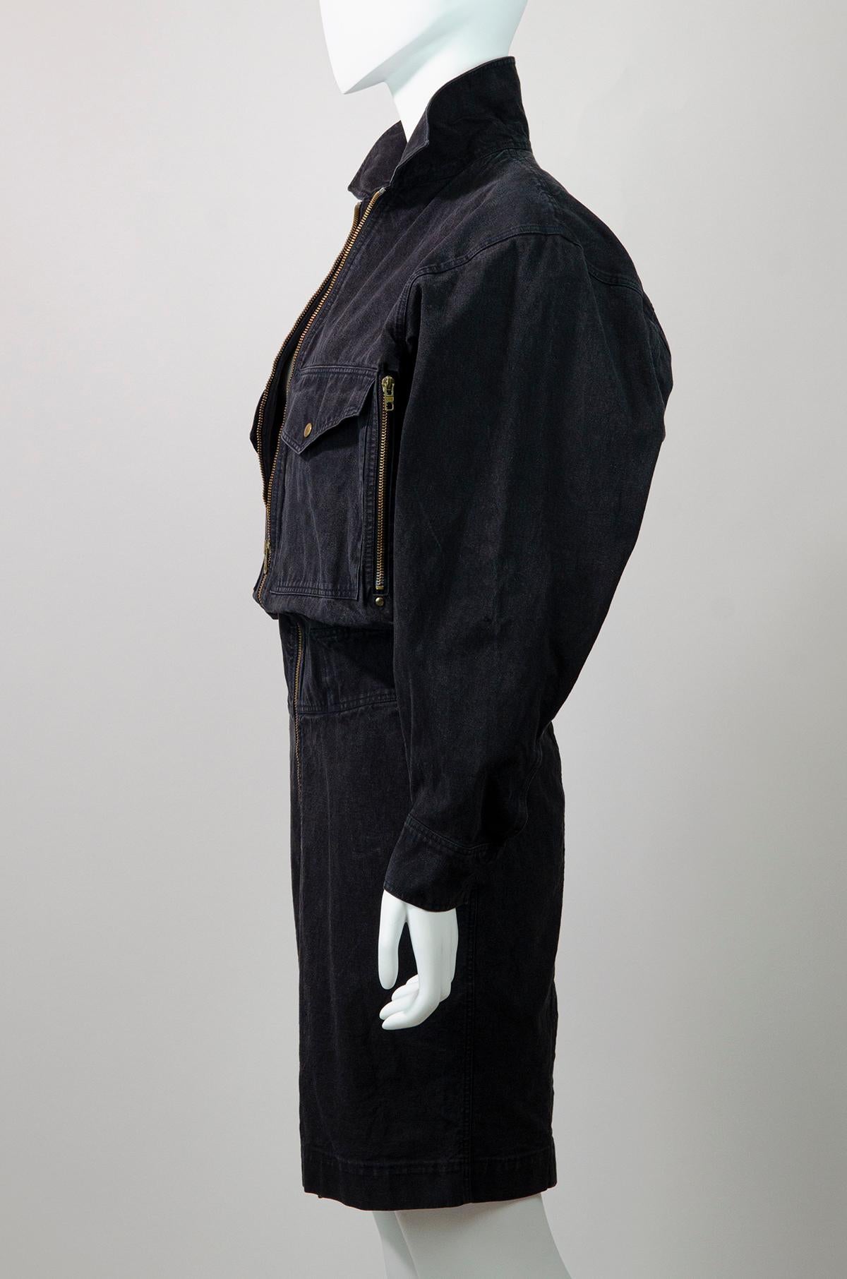 ALAÏA S/S 1986 Vintage Runway Denim Zipper Dress With Pockets 3