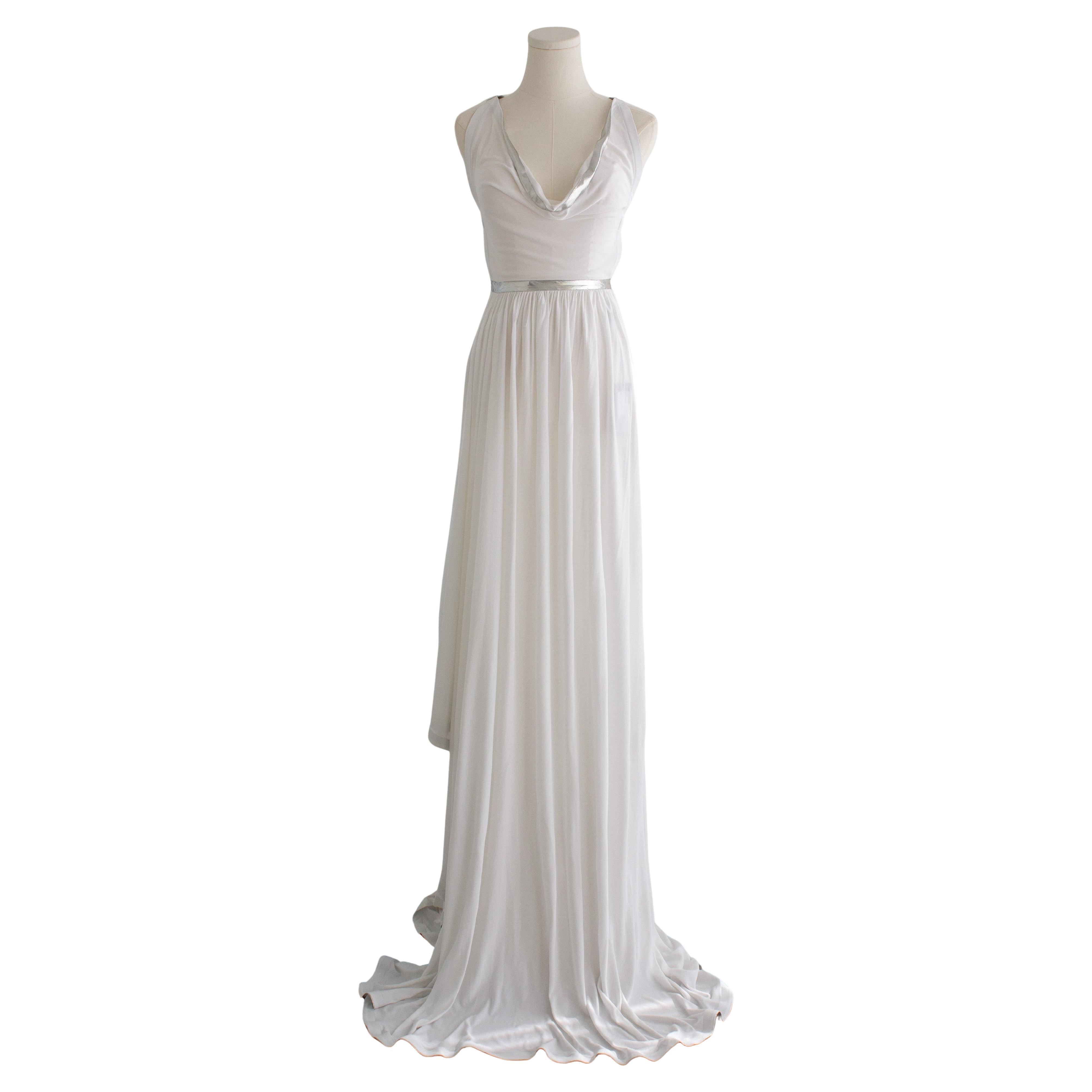 Alaïa S/S 2016 Vionnet-Inspired White Silver Lame Grecian Goddess Gown