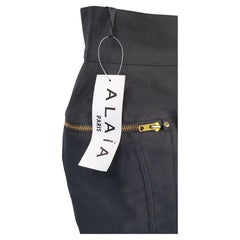 AzzedineAlaia 1986 Black Denim Zipper Skirt & Knit Vest Ensemble