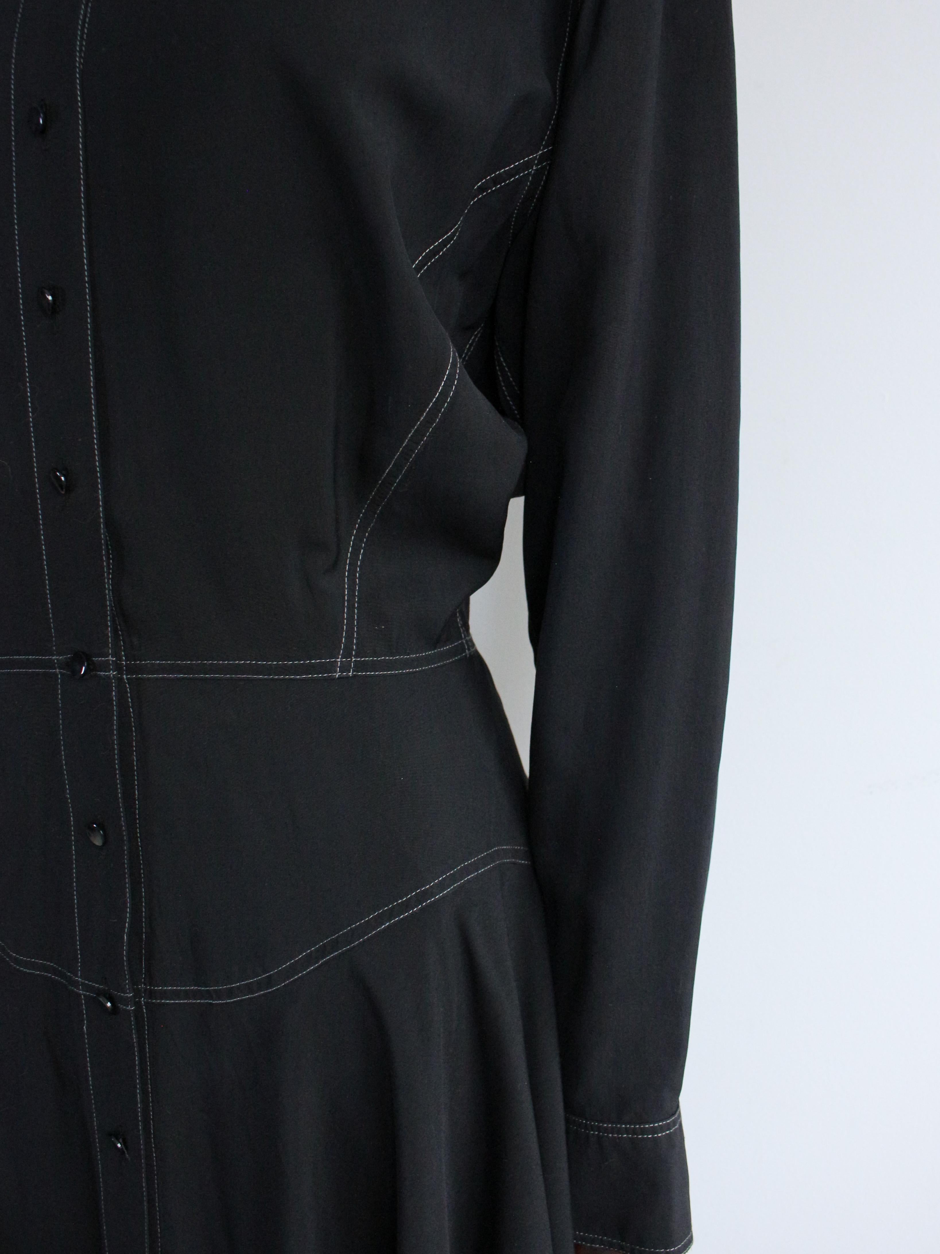 Alaïa S/S87 - Robe chemise noire avec jupe à volants en vente 6