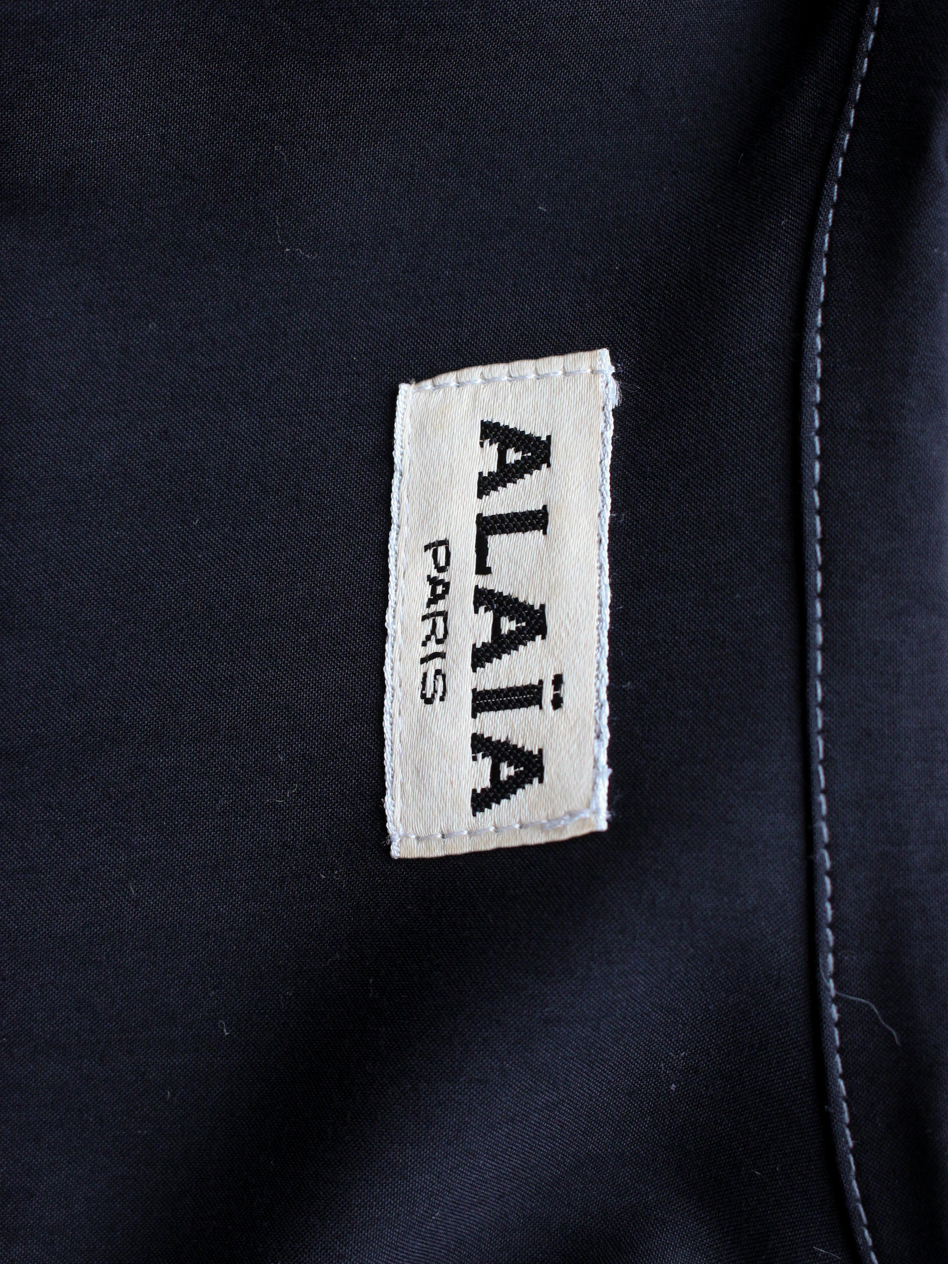Alaïa S/S87 - Robe chemise noire avec jupe à volants en vente 7