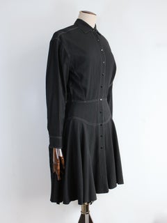 Alaïa S/S87 Black Shirt Dress with Bustle Skirt