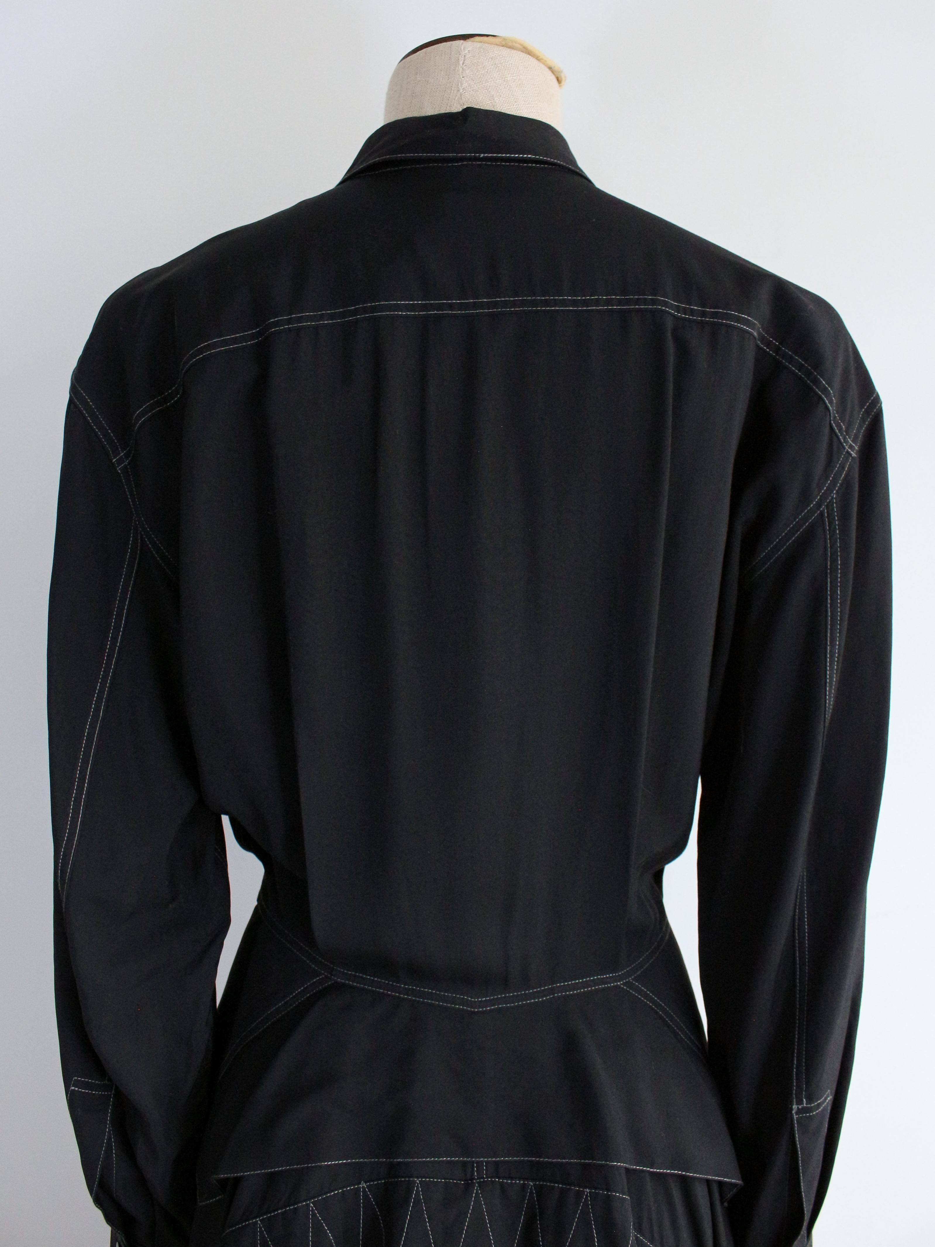 Alaïa S/S87 - Robe chemise noire avec jupe à volants en vente 1