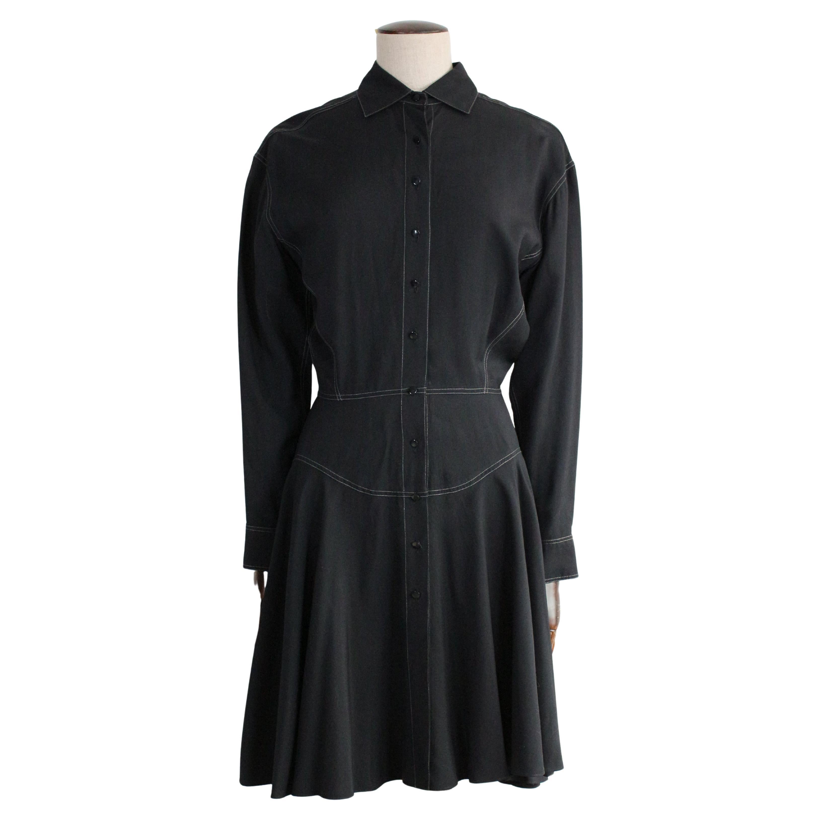Alaïa S/S87 Schwarzes Hemdkleid mit Bustierrock