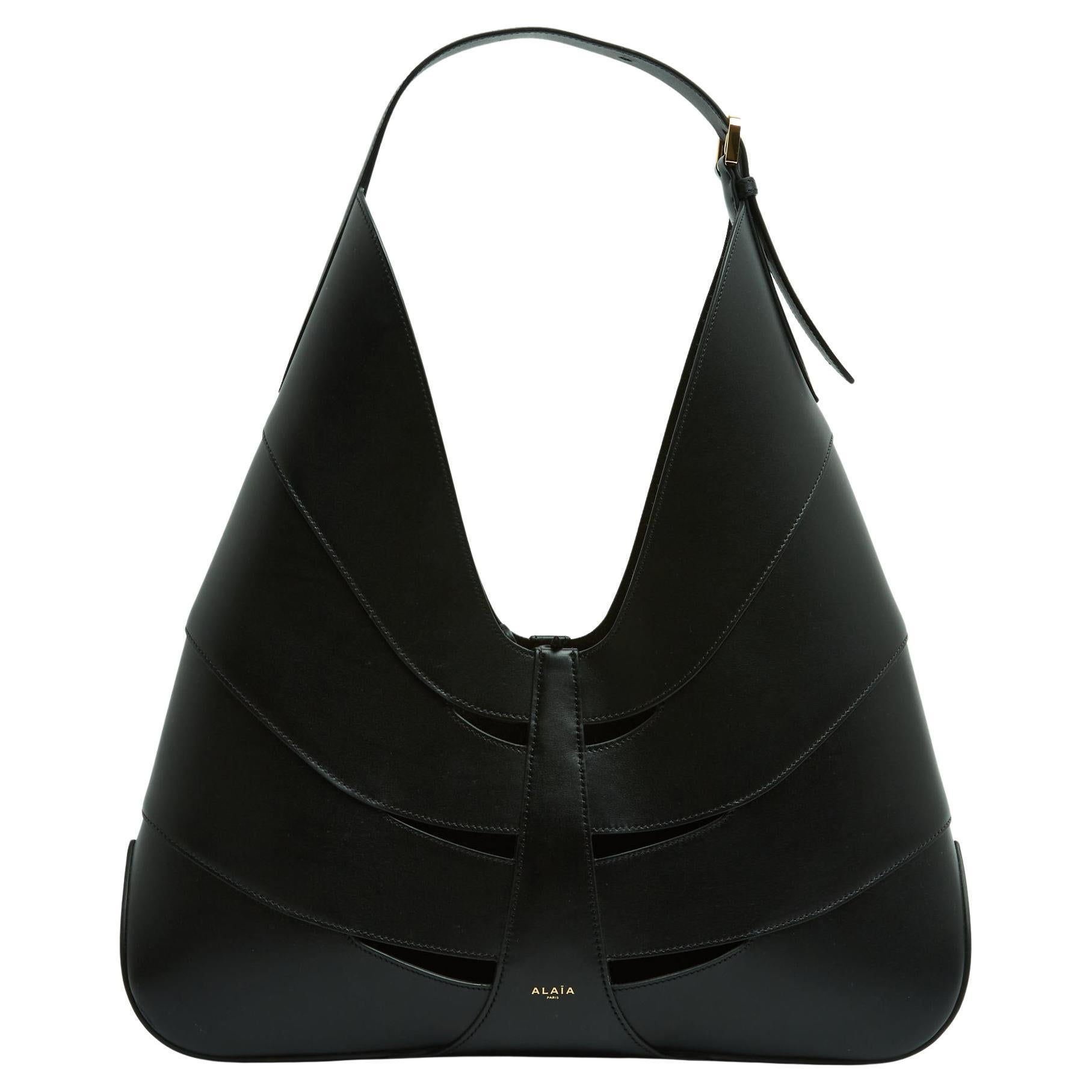 Alaïa Sac Cuir Noir Cabas Delta 2025 Black Leather Delta Bag Like New Dustbag en vente