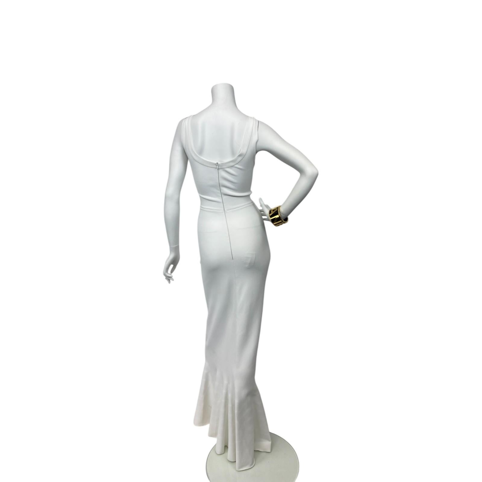 Alaïa, Rundhalsausschnitt Langes Meerjungfrau Kleid aus dickem Krepp Weiß Sz: 40 im Zustand „Hervorragend“ im Angebot in West Hartford, CT