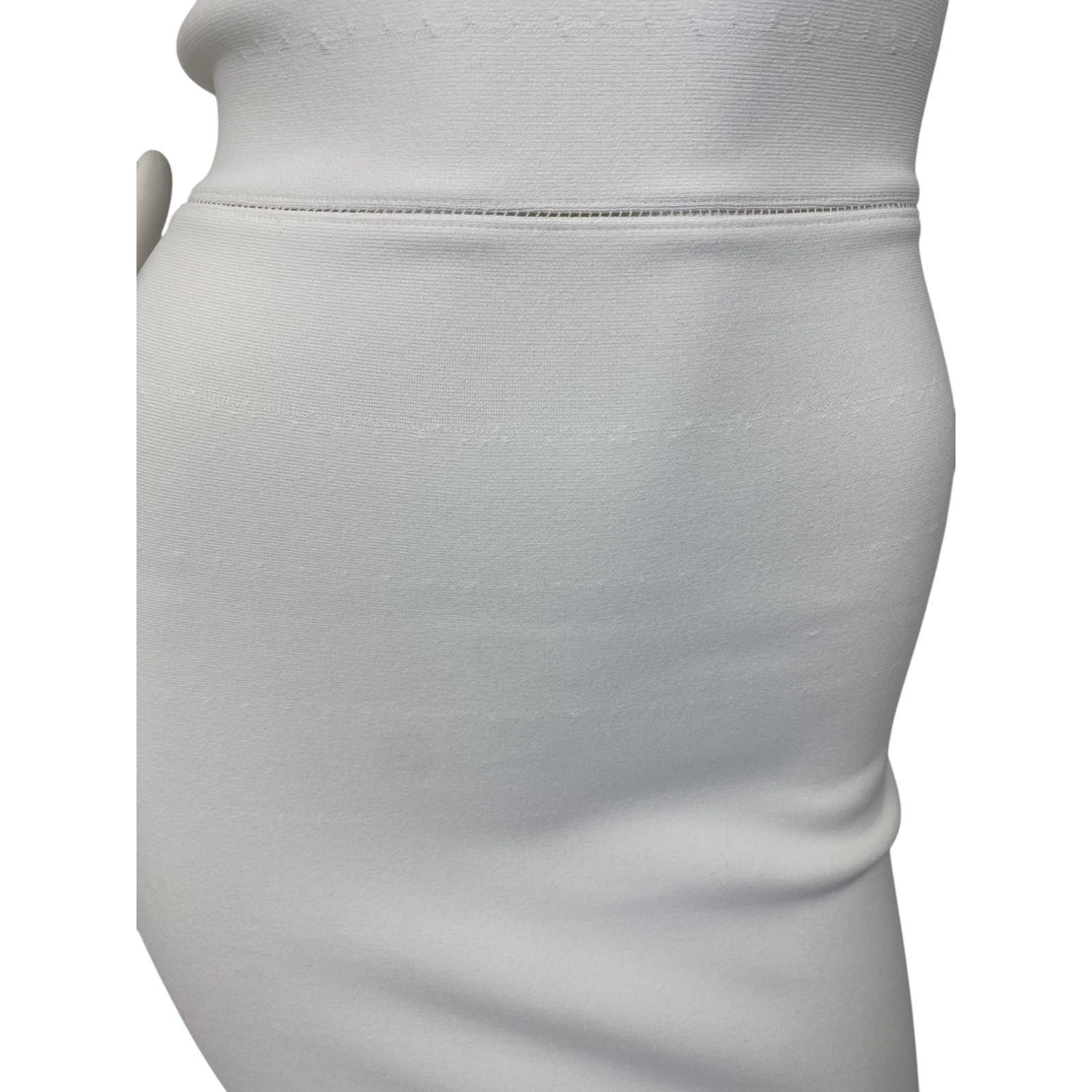 Alaïa, Rundhalsausschnitt Langes Meerjungfrau Kleid aus dickem Krepp Weiß Sz: 40 im Angebot 2