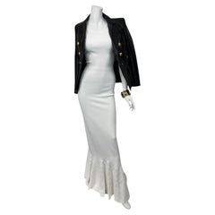 Alaïa, Scoop Neck Long Mermaid Thick Crepe Dress White Sz: 40