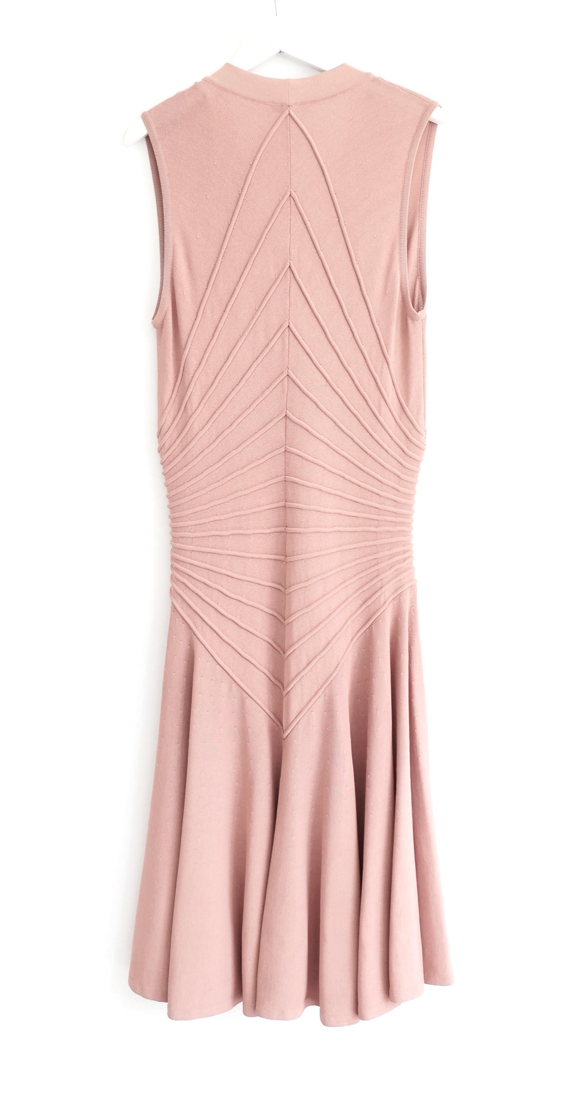 Alaia Sculpting Knit Nude Rose Fit & Flare Dress For Sale 1